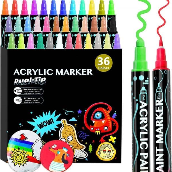 Bestseller 12/24/36/26/48/60 Colors Dual Tip Acrylic Paint Pen Markers for Wood Canvas Stone Rock Painting Glass Ceramic Surfaces DIY Craft ddmysat