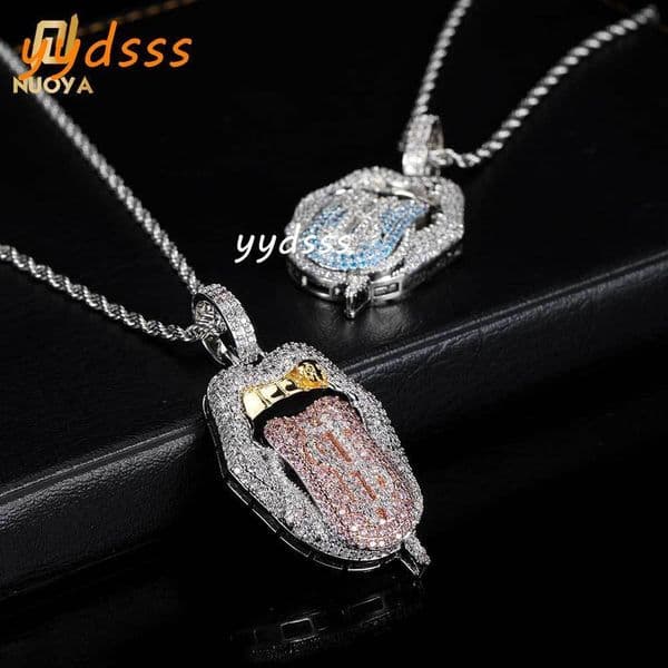 Nuoya Women Diamond Dollar Sign Bling Moissanite Hip Hop Rapper Jewelry Iced Pendants