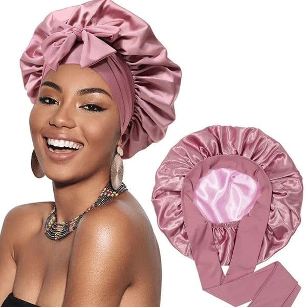 Double Layer Satin Hair Cap For Sleeping Bonnets Women Round Haircare Headwear Night Hat Reversible Head Cover 250930