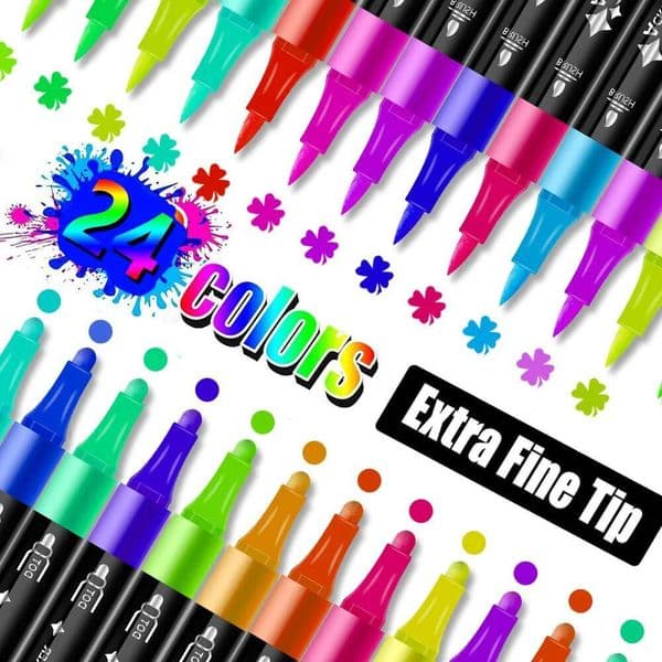 Bestseller 12/24 Colors Double Head Highlighter Pens Multicolor Marker Set Art School Office Stationery Supplies ddmysat