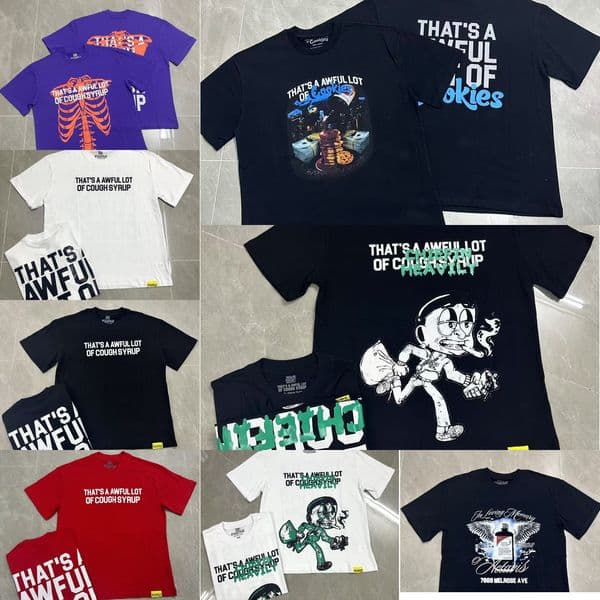Men's T Shirts That's A Awful Lot Of Cough Syrup Print T-Shirt Comfortable Summer Casual Short Sleeve Unisex Top Cartoon Streetwear