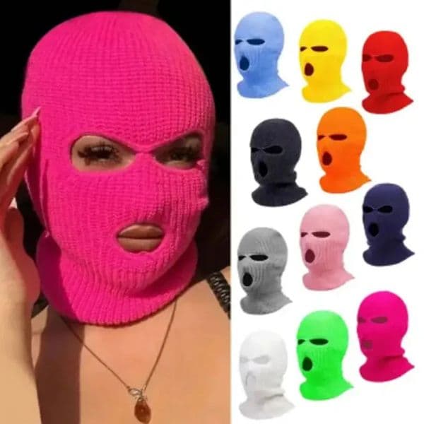 Knitted 3 Holes Ski Mask Windproof Full Face Knit Hats Custom SkiMask Men Warm Wool Balaclava embroidery Winter hats Colors 250928