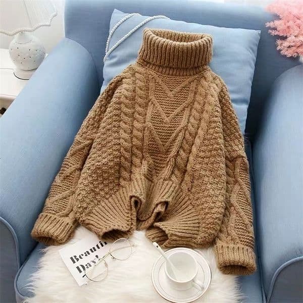 New Knitted Tops In Autumn Winter Korean Sweater Women Flat Knitted Turtleneck Pullovers Oversize Sweater 201030
