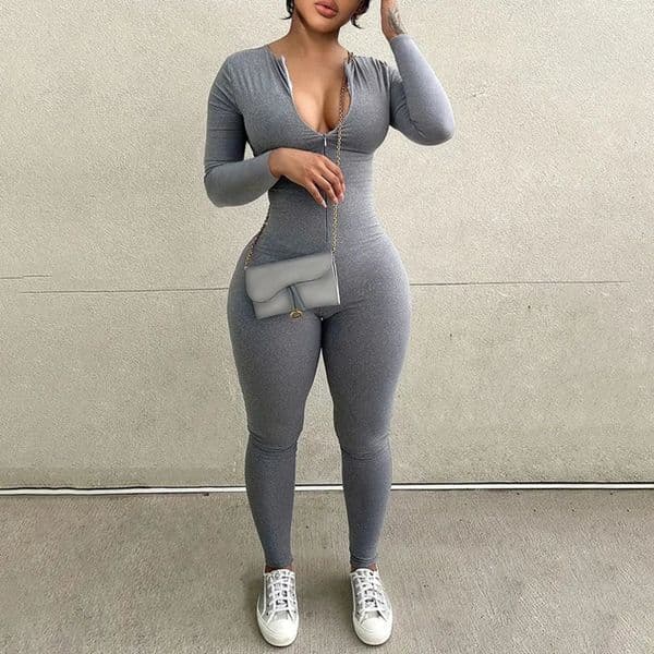Sexy Sports Jumpsuits Women Autumn Solid Long Sleeve Bodycon Fashion Rompers Streetwear Casual Skinny Fitness Overall Female 250208w