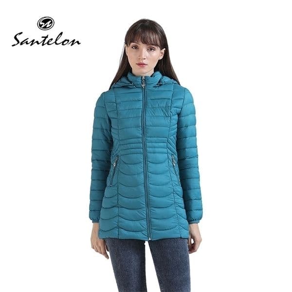 Womens Down Parkas SANTELON Women Long Ultralight Padded Jacket With Detachable Hood Warm Parka Lady Winter Slim Coat Female Cotton Clothing 220902
