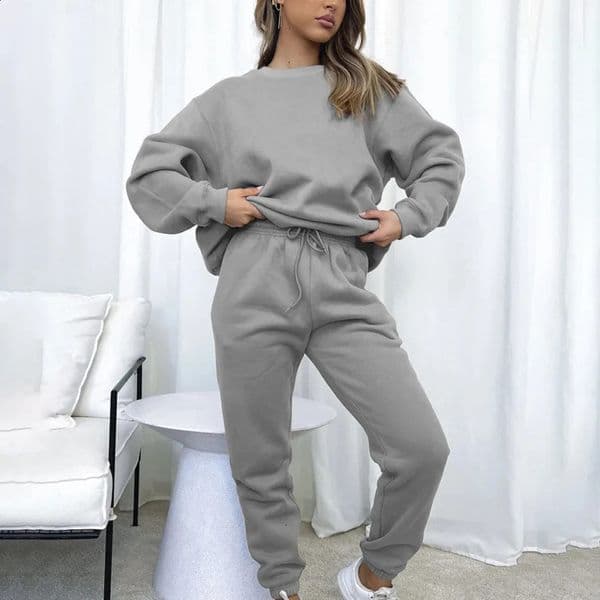 High quality women clothing wholesalers crew neck sweatshirt womens tracksuits 2 piece set 240719w
