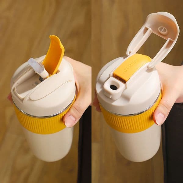 480ML Stainless Steel Thermos Cup for Kids Portable Vacuum Insulated Water Bottle with Straw Coffee Flask Milk Mug Kid Gift 250929BJ