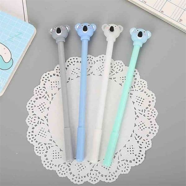 40 Pcs Creative Cartoon Koala Neutral Pen Cute Learning Stationery Silicone Head Water Office Signature Pen 210330