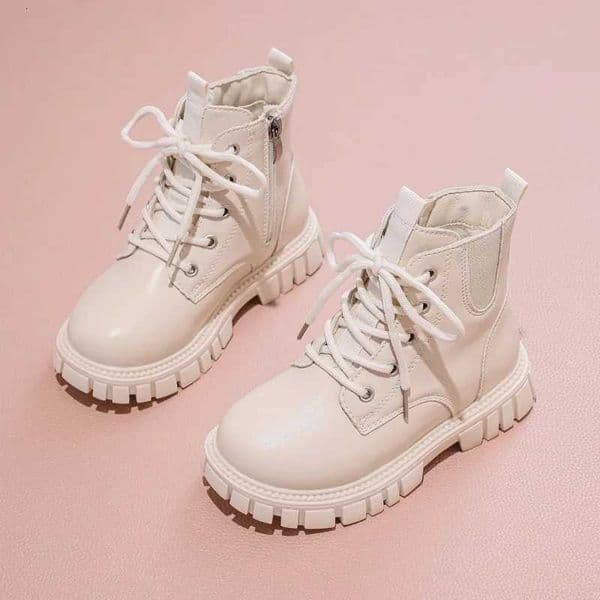 2025 Winter Girls Ankle Boots Fashion School Childrens Leather Boots Thick Bottom Anti slip Childrens Platform Casual BootsT251007