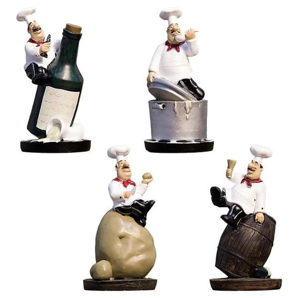 Chef Statue Cute Resin Figurine Mini Ornaments Miniature Country Cottage Kitchen Cafe Bar Restaurant Decor 240521