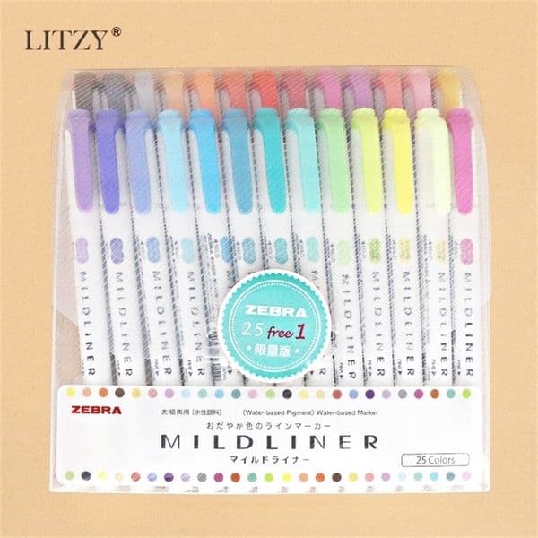Japanese Zebra Mild Liner Double Headed Fluorescent Pen Set Creative Highlighters Drawing Marker Pen School Supplies 5/25Pcs/lot 201125