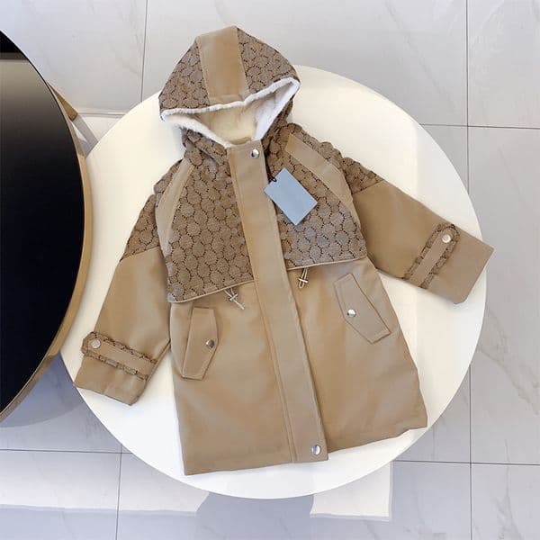 Autumn and winter new classic jacquard letter BB thickened mask hoodie coat, Korean style casual girls' fashion children's clothing