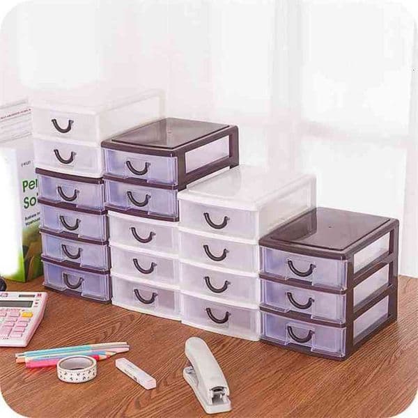 Drawer Durable Plastic Transparent Storage Box Home Office Desktop Drawers Cosmetic Drawer Sorting Jewelry Organizer Home Tool 210626