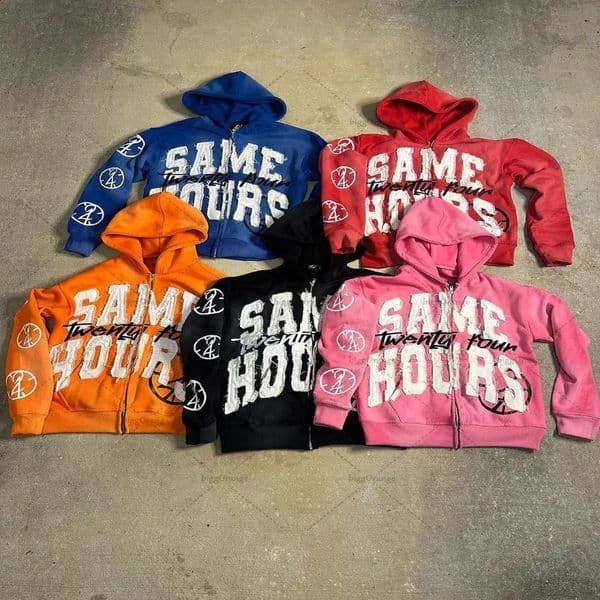 Y2K Harajuku Retro Colorful Zipper Hoodie American Trendy Brand Hiphop Streetwear Punk Style Letter Print Oversized Sweatshirt 250305w