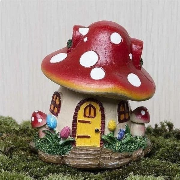Mushroom House Mini Resin Outdoor Decoration Fairy Tale Garden Flower Pot Craft Home Decoration Garden Decoration 250424