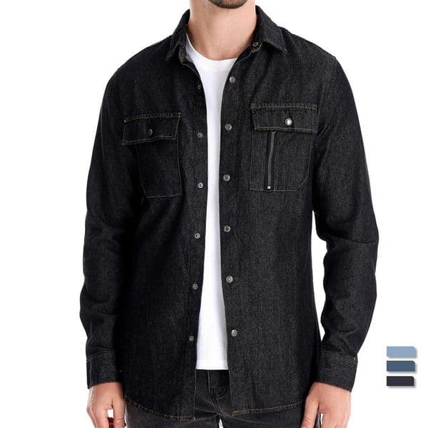 AIOPESON Mens 100% Cotton Denim Shirt Autumn Thick High Quality Solid Color Button Casual Jeans 250403w