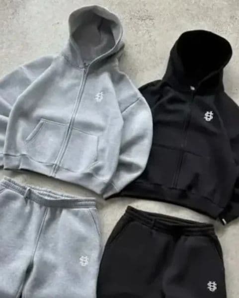 American high street punk hiphop dollar embroidered sportswear men set Y2K Gothic top hoodie couple casual sportswear 250929BJ
