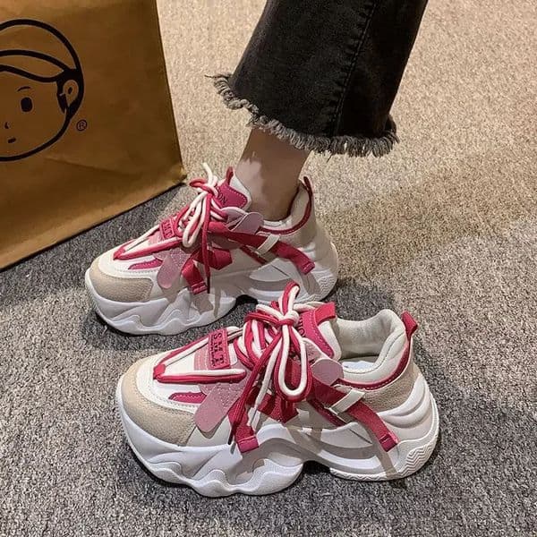 Women Platform Sneakers Spring Autumn Women Casual Sport Shoes Trend Breathable Sneakers Thick Sole Wear Resistant Shoes 250930
