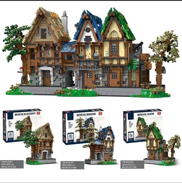 Medieval Blacksmith Shop Magic House Tavern Building Blocks MOC Ci Street View Bricks Set Adult Desktop Ornaments Kid Toy Gift Z251007