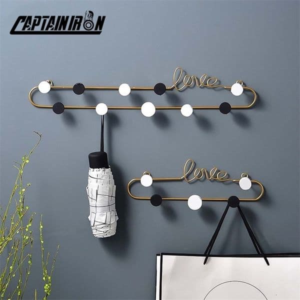 CAPTAINIRON Iron Home Love Letter Decorative Hooks Key Holder Wall Metal Decoration Coat Perchero Tools Hanger for Home Kitchen 201218
