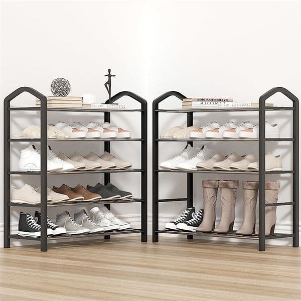 3 Tiers Modern Shoe Rack Shoe Hanger Solid Room Organizer Shoes Shelf Multi-functional Bedroom Storage Household Black 210306