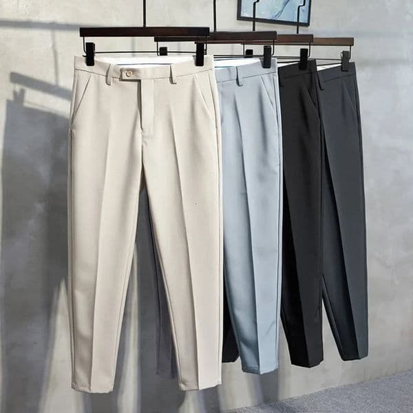 Spring Autumn British Style Mens StraightLeg Slim Fit Casual Suit Pants Trendy Plus Size Smooths Your Silhouette 9 Quarter Len 250701w