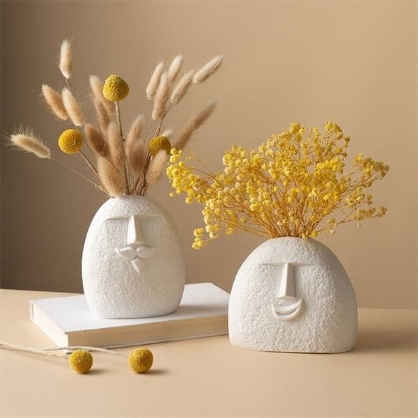 Creativity Ceramic Dried Flower vase nordic home decoration accessories Face Funny vases Living Room Home decor abstract Gifts 220628