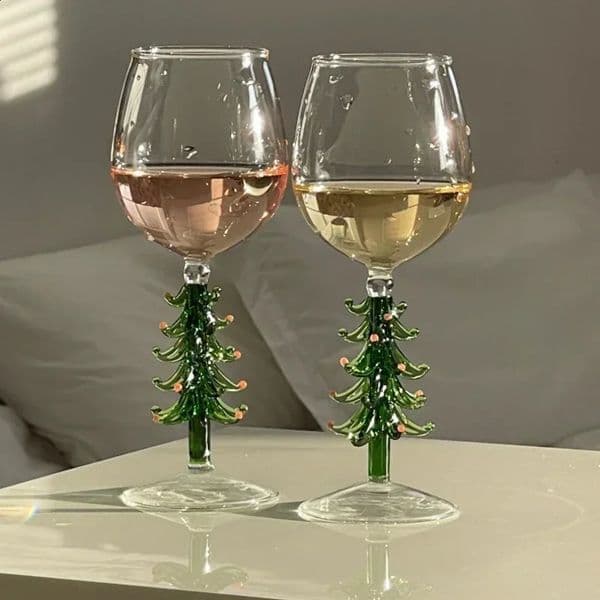 Christmas Wine Glasses Colored Glass Cocktail Champagne Sparlking Tree Gift Party 241217