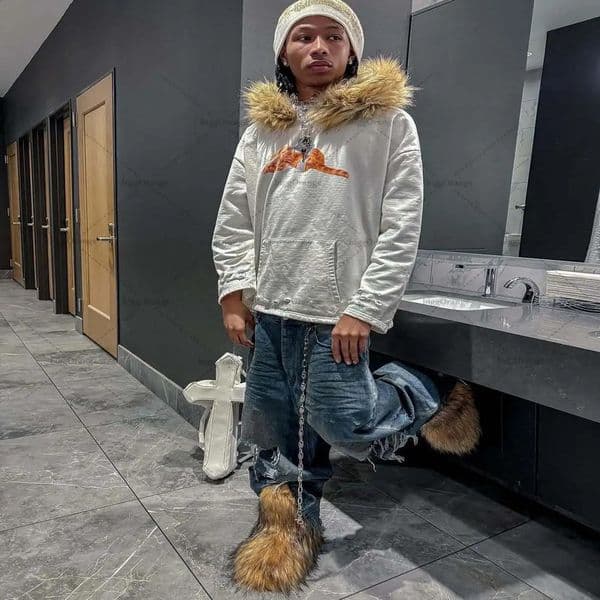 Kitten Printed White Pullover Sweatshirt Men Y2K American Street Fashion Brand Clothing Furry Super Large Hoodie 250305w