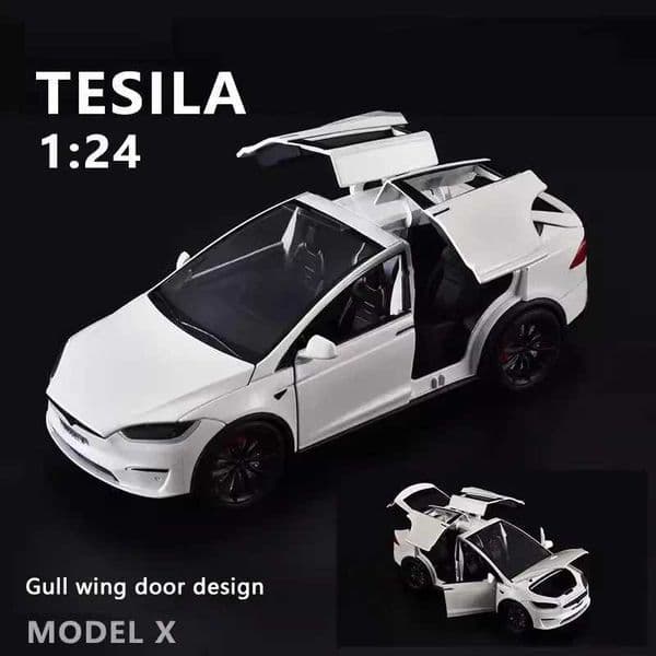 New 124 Simulation Tesla X Alloy Car Model Sound And Light Pull Back Toy Car Metal Electric Car Boy Collection Decoration Gift Z251008
