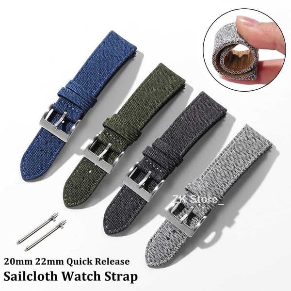 High Quality Sailcloth Watch Strap 20mm 22mm Band Waterproof Fabric Watchband Quick Release Wristband Belt Watch AccessoriesXJ251009