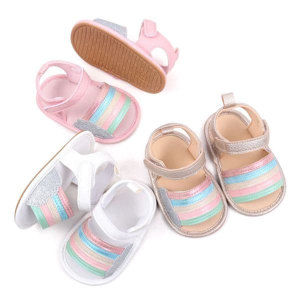 Baby Sandals Toddler Flats Non-slip Rubber Sole Infant Beach Sandals Happysteps Crib First Walker Summer Baby Shoes Sizes 0-18 Months H0701