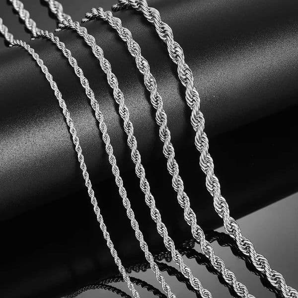 Mens Stainl Steel Punk Twist Rope Chain Necklace for Women Silver Color Neck Choker Waterproof Fashion Jewelry Accories W251008