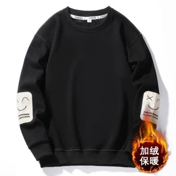 Fleece-lined Thickened Crew Neck Sweatshirt For Men Designer Designer Shirt Hoodie Youth Korean Style Autumn Winter Pullover Color-block Sports T-shirt Top Base