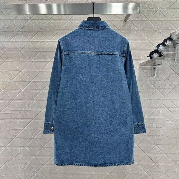 Designer women's dress, denim retro texture, high-end trendy fashion, outdoor wear, women's dress top, casual commuting