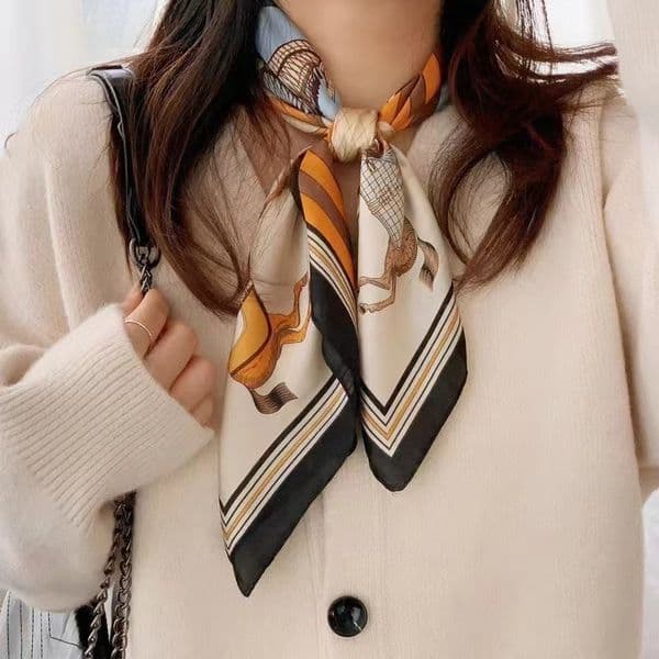 New Small Square Korean Leopard Print Paisley 50 Women Imitation Silk Printed Scarf