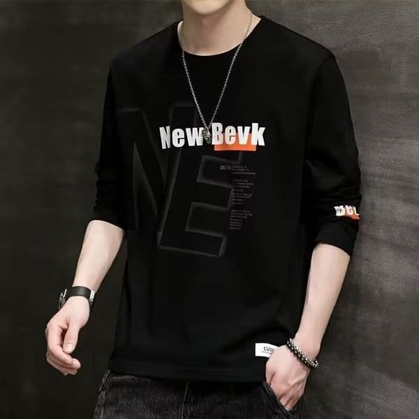 Shanshao Clothing Long Sleeve T-shirt Men's Autumn New Designer Shirt Thin Korean Version Slim Fit Polo Designer Hoodie Round Neck Letter Fashion Trendy Top