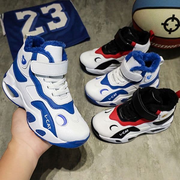 Boys and Girls Winter Casual Warm Shoes Kids Plush Sneakers Running Children's Basketball Shoes Kidsnest Trainers Youth Large Sizes US11C-US7Y 000588