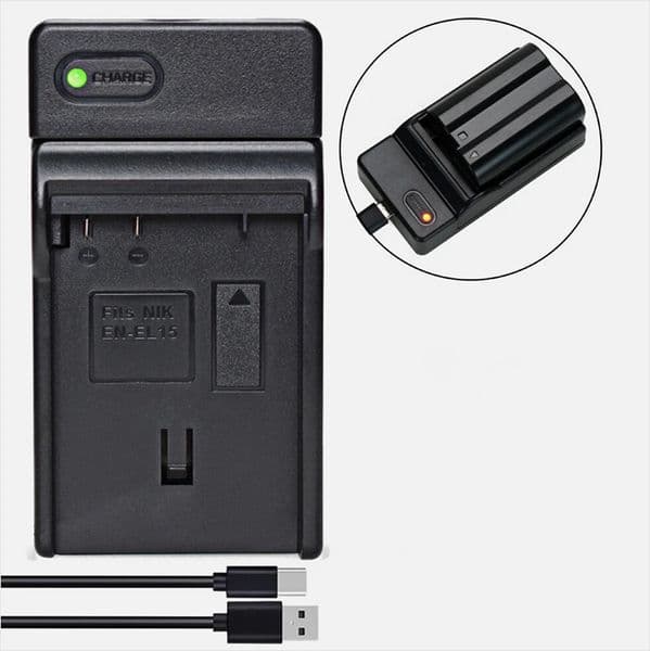 NEW EN-EL15 Battery Charger FOR Nikon D7000 D7100 D7200 D600 D800 D810 D850 ENEL15 Slim USB Charger
