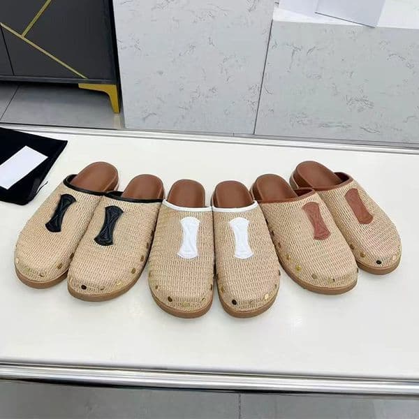 Top quality Silver buckle Suede Unisex slides Slippers colg sandals men Mules Flat shoes Real leather Scuffs Luxury Designer slides for womens man Vacation shoes bag