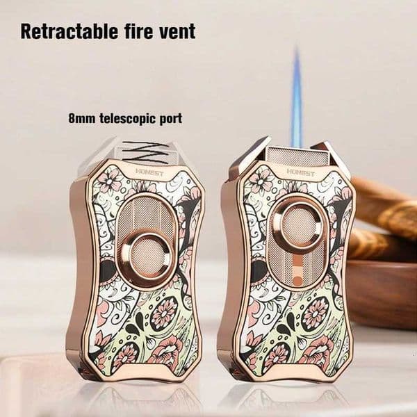Honest new inflatable windproof metal lighter cigar lighter with cigar cutters portable and highend light luxury gifts W251009