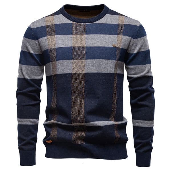 2025 Designer Hoodie Autumn Winter New European Size Men's Crew Neck Designer Shirt Sweater Fashion Plaid Trendy Men's Casual Sweater