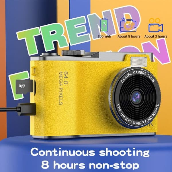 4K Digital Camera with High Pixels & HD Quality, Selfie Function, Phone Upload Support, Suitable for Students & Travel, for Photography, Retro Style