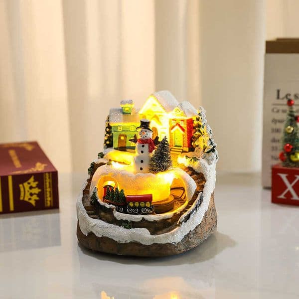 2026 Multiple Resin Luminous cologne Music Box Ornaments Rotating Small Train Decorations Christmas Gifts perfume Free Shipping