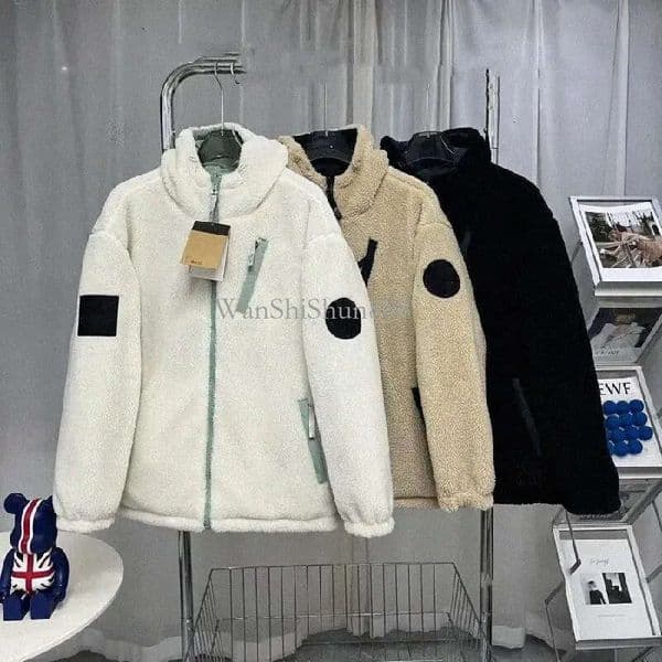 Designer Mens Winter Fur Fleece Jackets Reversible Hooded Polar Fleece Coats Warm High Street Men Outdoors Coat Fashion Loose Down Unisex Casual Outerwear Parkas