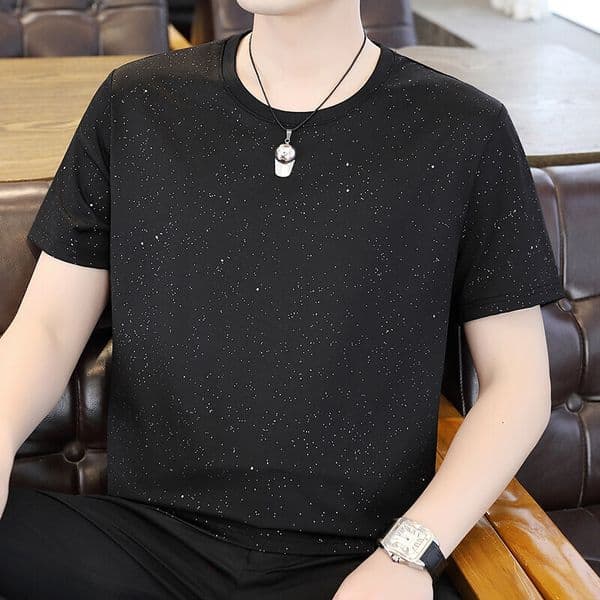 Designer Hoodie High-end Starry Sky Men's Short Designer Shirt Sleeve T-shirt 2025 New Fashion Trend Youth Ice Silk Round Neck Half Sleeve