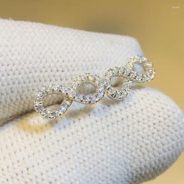 Stud Earrings Huitan Infinity Figure Eight For Women Modern Fashion Versatile Ear Piercing Female Accessories Statement Jewelry