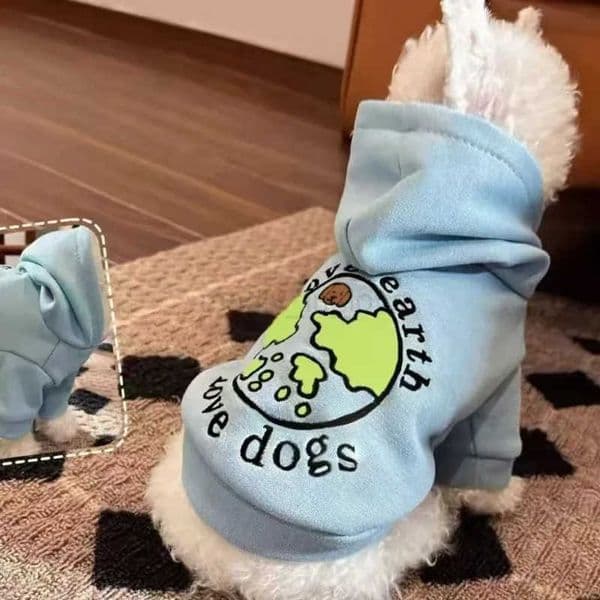 2025 Autumn Simple Casual New Style Soft Dog Blue Hoodie Cool Cute Warm Pet Clothing Pet Supplies Designer Dog Clothes M251010