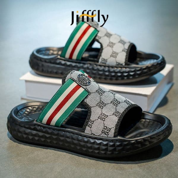 Jifffly Designer Man Fashionable Classic Simple Men's air-cushioned slippers Letter Outdoor Casual Flat Bottom Slide Sports beach sandals