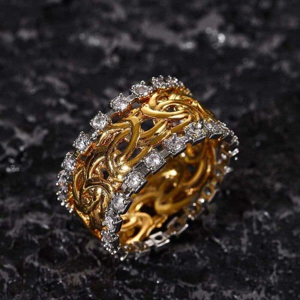 Selling Jewelry Ring Sparkling Zirconia Plated Color Gradient Classic Wide Business OL Men's Ring's